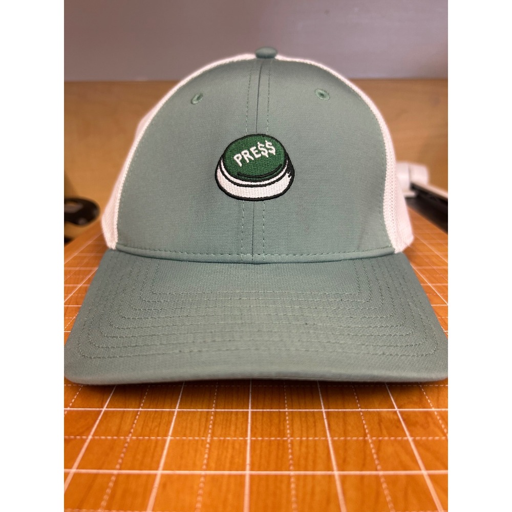 FootJoy Mens Golf Trucker Hat Sage Green White Pre$$ Button Snapback Cap FJ